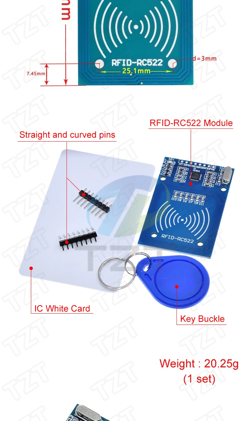 TZT MFRC-522 RC-522 RC522 Antenne RFID IC Wireless Modul Für Arduino IC SCHLÜSSEL SPI Writer Reader IC Karte Proximity Modul – Detail 3