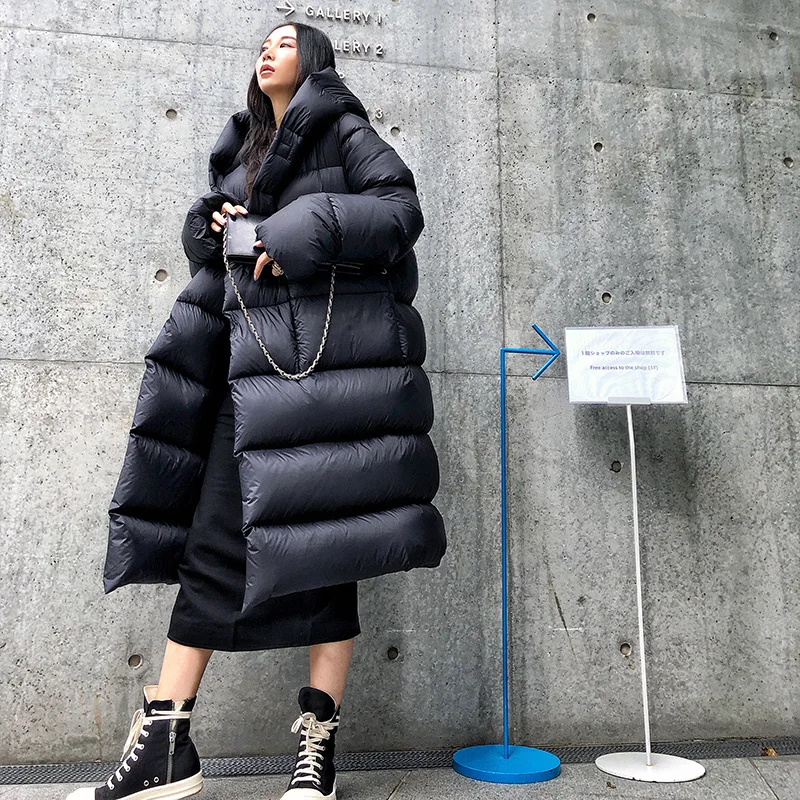 New Fashion Fluffy Goose Down Warm Oversized Down Parkas Coat Female Winter Coats Bread Style Hooded Longer Warm Jackets wq2592