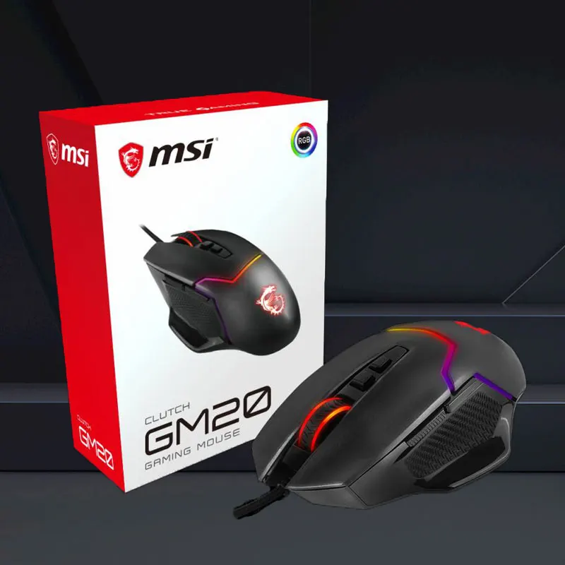 MSI Clutch GM20 Gaming Mouse Ergonomic Wired Gaming Mouse RGB Eight Button Usb For Laptop PC Gamer