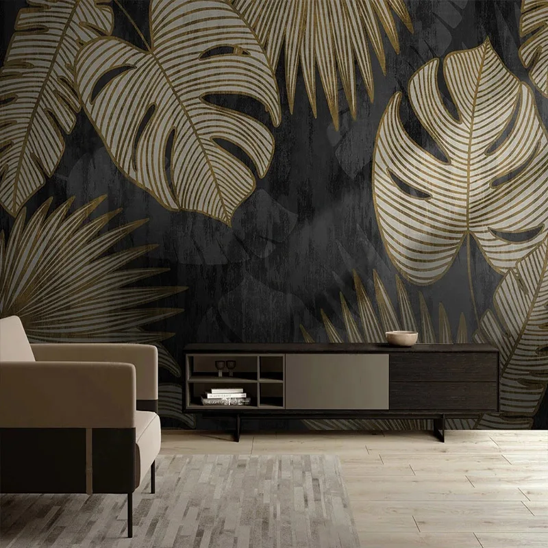 Tropical Mural Nordic Retro Light Luxury 3D Plant Leaf Wallpaper kitchen Room photo Wall pintado Painting Papel De Parede Sala