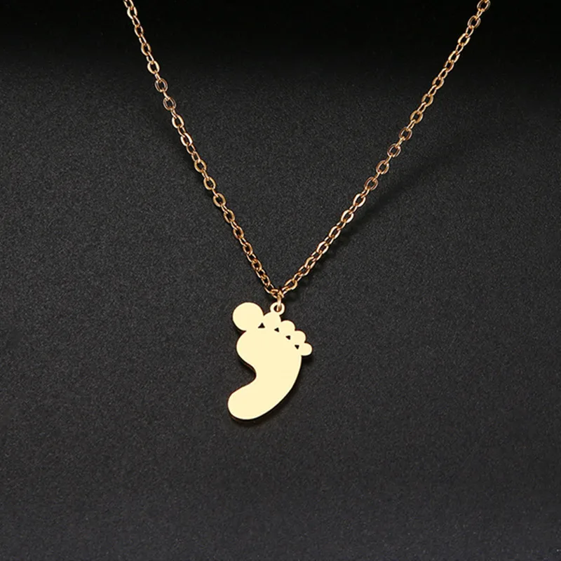 

European And American Jewelry Small Cute Foot Necklace Lady Stainless Steel Doll Pendant