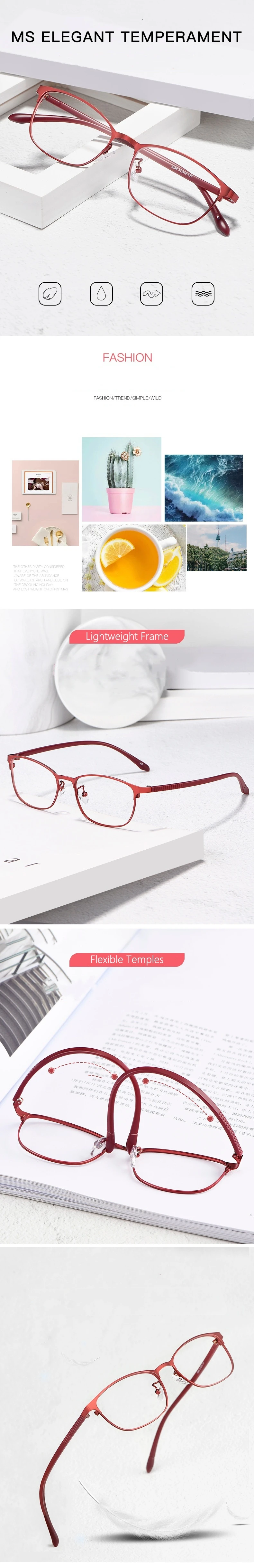 YIMARUILI Ultra Licht Mode TR90 Rot Metall Brille Rahmen Retro Runde Kleine Gesicht Optische Brillen Rahmen Frauen 3569 – Detail 1
