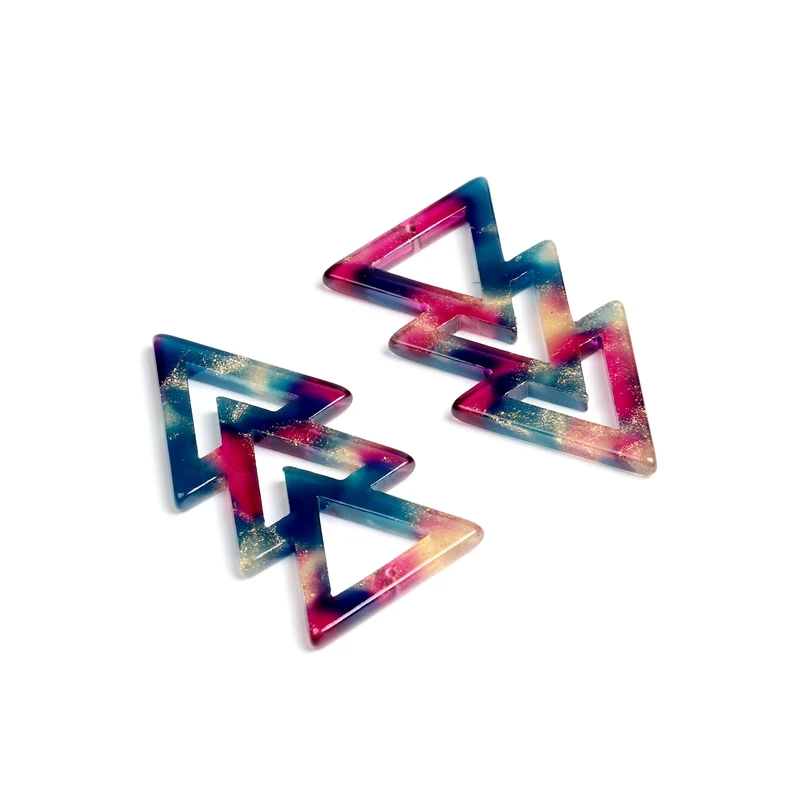 Tortoise Shell Earring Charms,Acetate Acrylic Triple Triangle Shaped Pendant,Earrings Part,Big Earring Findings,39x20.5mm,ACE245