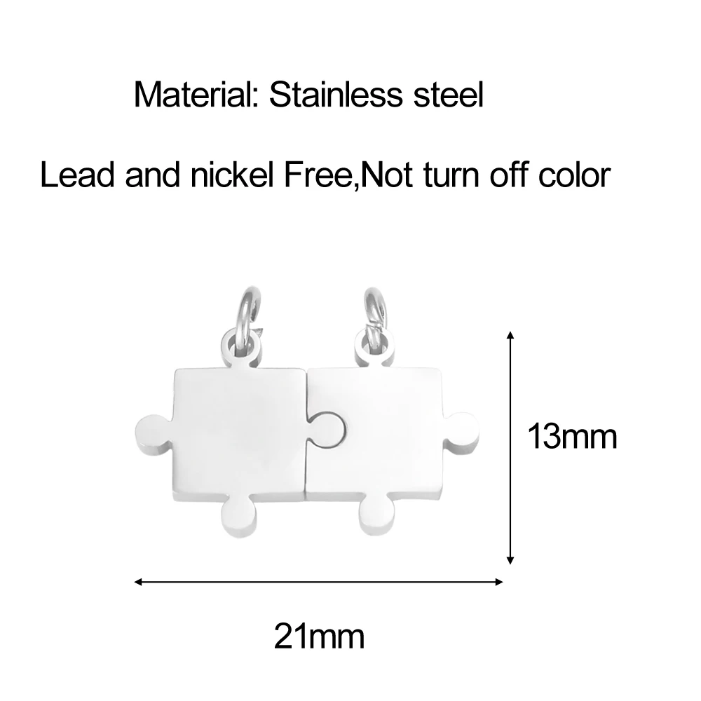 5er-Set (10 Stück) Puzzle-Edelstahl-Anhänger für die Schmuckherstellung, Großhandel-Anhänger für Halsketten, Armbänder, DIY-Schmuck und Bastelarbeiten – Detail 1