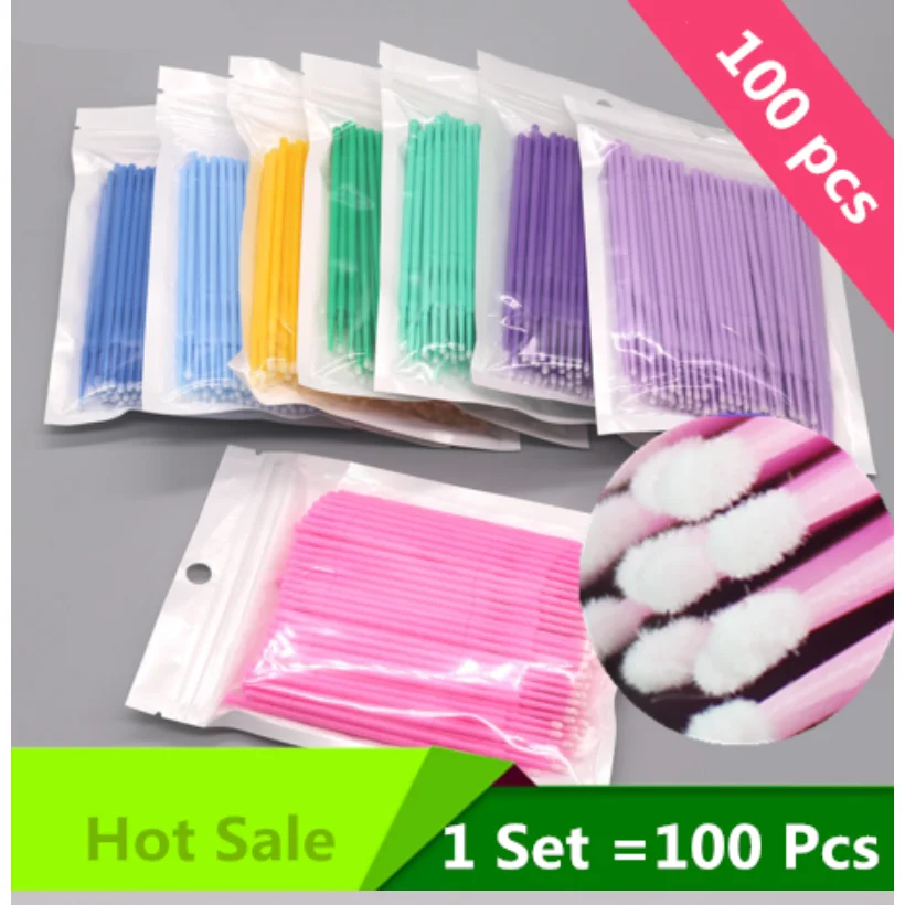 100Pcs/bag Disposable MicroBrush Eyelashes Extension Individual Lash Removing Swab Micro Brush For Eyelash Extension Tools T0038