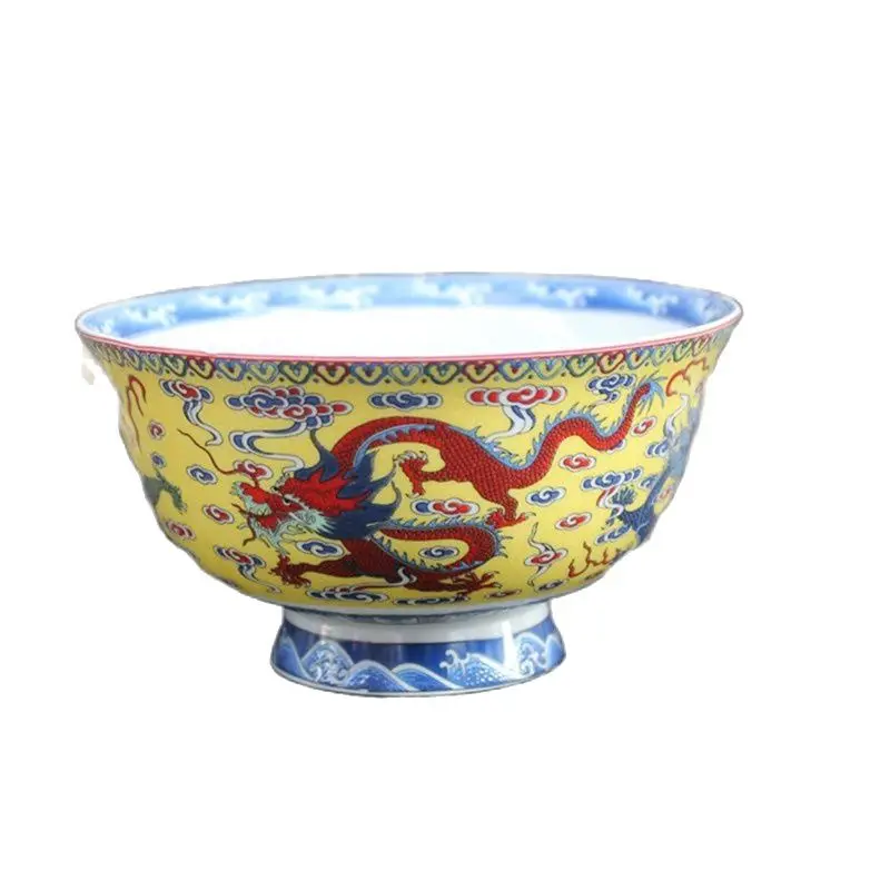 Chinese Old Porcelain Blue And White Porcelain Colorful Bowl Panlong Bowl