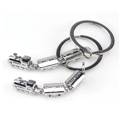 Creative Metal Movable Joint Mini Train Model Alloy Keychains Metal Keyring Key Car Bag Charm Pendant Wholesale
