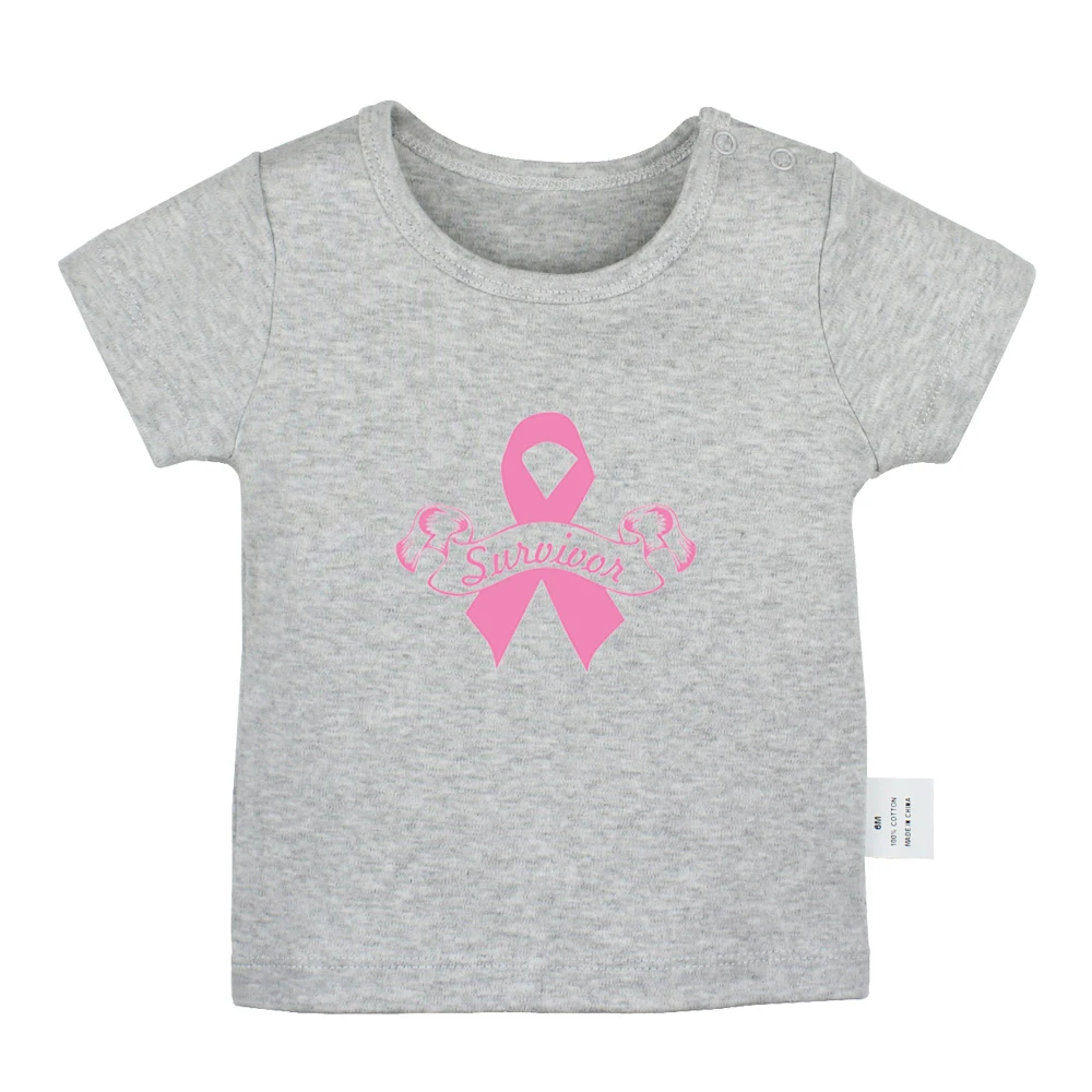 

Survivor Pink Ribbon Girl Power Red Rose Fight Cancer Newborn Baby T-shirts Toddler Graphic Solid Color Short Sleeve Tee Tops