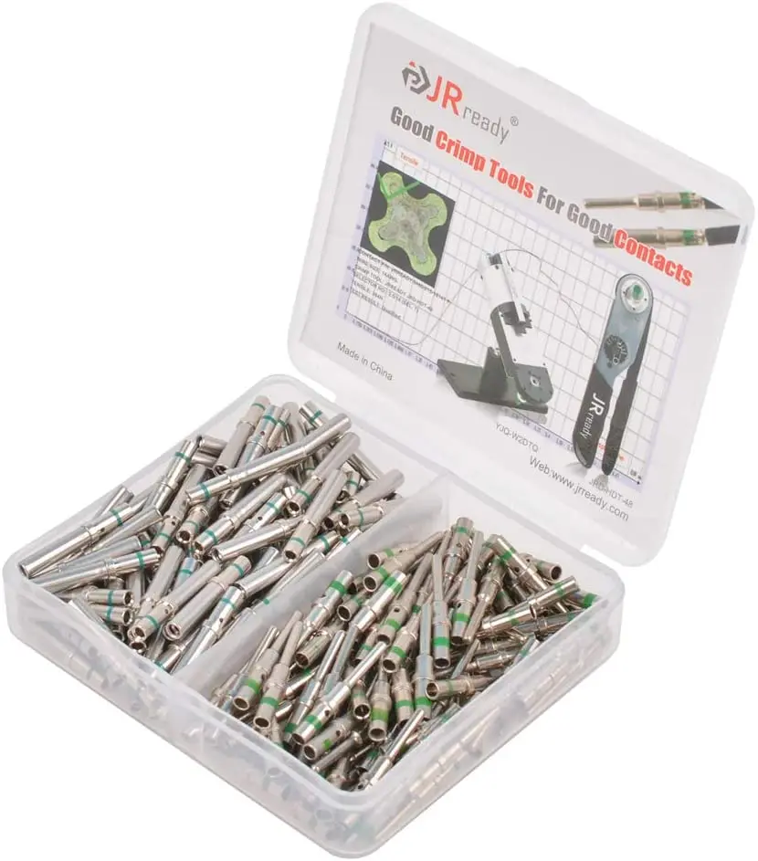 200PCS JRready Contact Kit ST6118 16AWG Terminals Male Female Solid Crimp Terminals Automotive Connector Pins Non-Insulated Plug