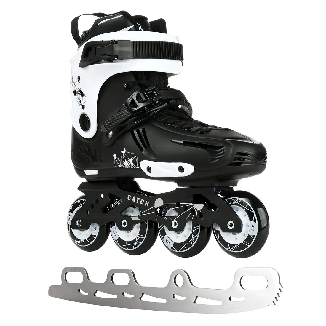 Inline PVC Roller Skates, 2 in 1 Unisex Professional Skating Shoes, Black, White, Slide Free, 35-44, New, 2024