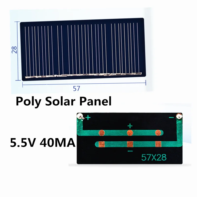 Mini Poly Solar Panel 5.5V 40MA for DIY Toy/Solar Lawn Light Sensor Lights/ Solar Flashlight