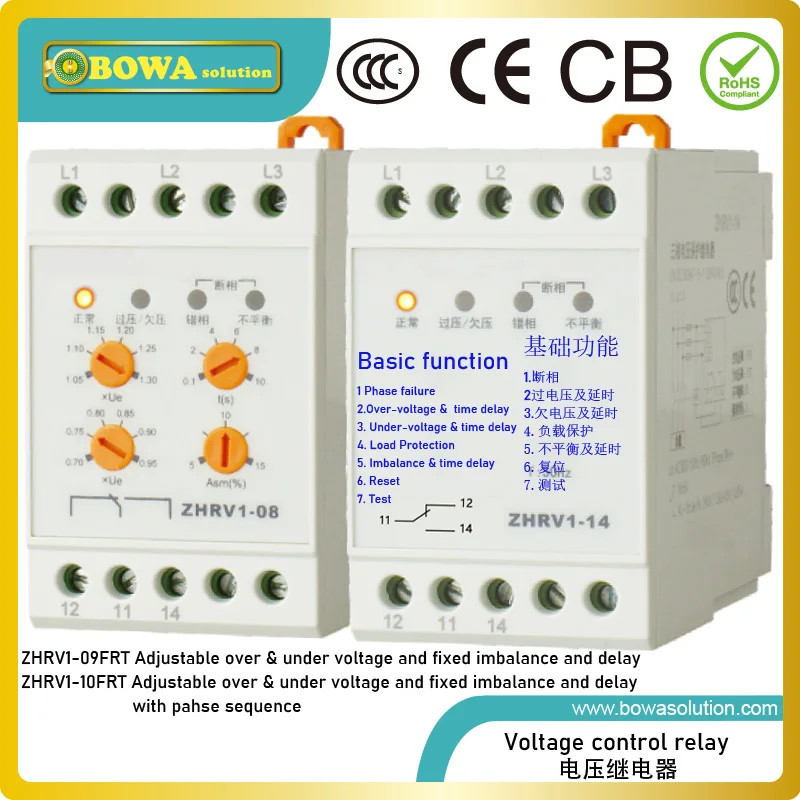 ZHRV1-09FRT voltage protector with 9 different types of functions, including load protection, reset, test, imbalance and others