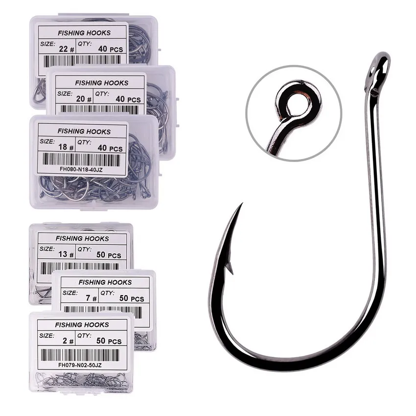 50 Stück / 20 Stück / Box Kreisförmiger Karpfen-Angelhaken mit Öhrchen Größe 2-22 # Ring Eye Japan Angelhaken Einzel-Jig Angelhaken Tackle – Detail 3