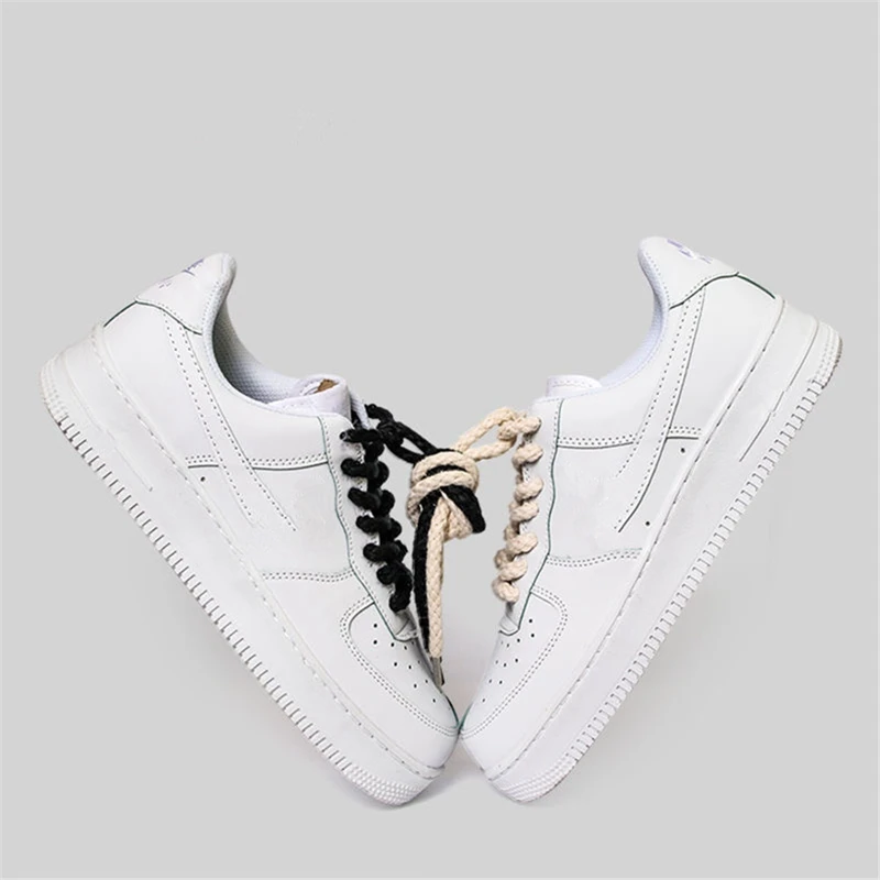 1 Paar Baumwollschnürsenkel Leinenbindung 7 mm runde Schnürsenkel Damen Herren Muster High-Top Canvas Sneakers Board Schnürsenkel Zubehör – Detail 8