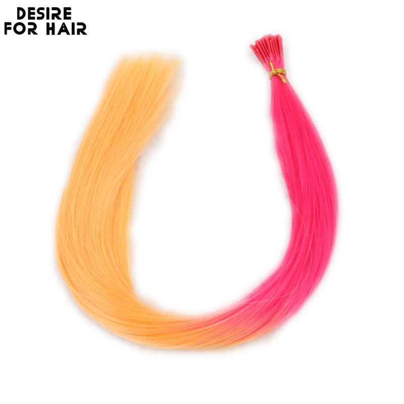 Desire for hair-extensiones de cabello sintético resistente al calor para fiesta, microanillo, 100 hebras, 22 pulgadas, 1g, color arcoíris, ombre