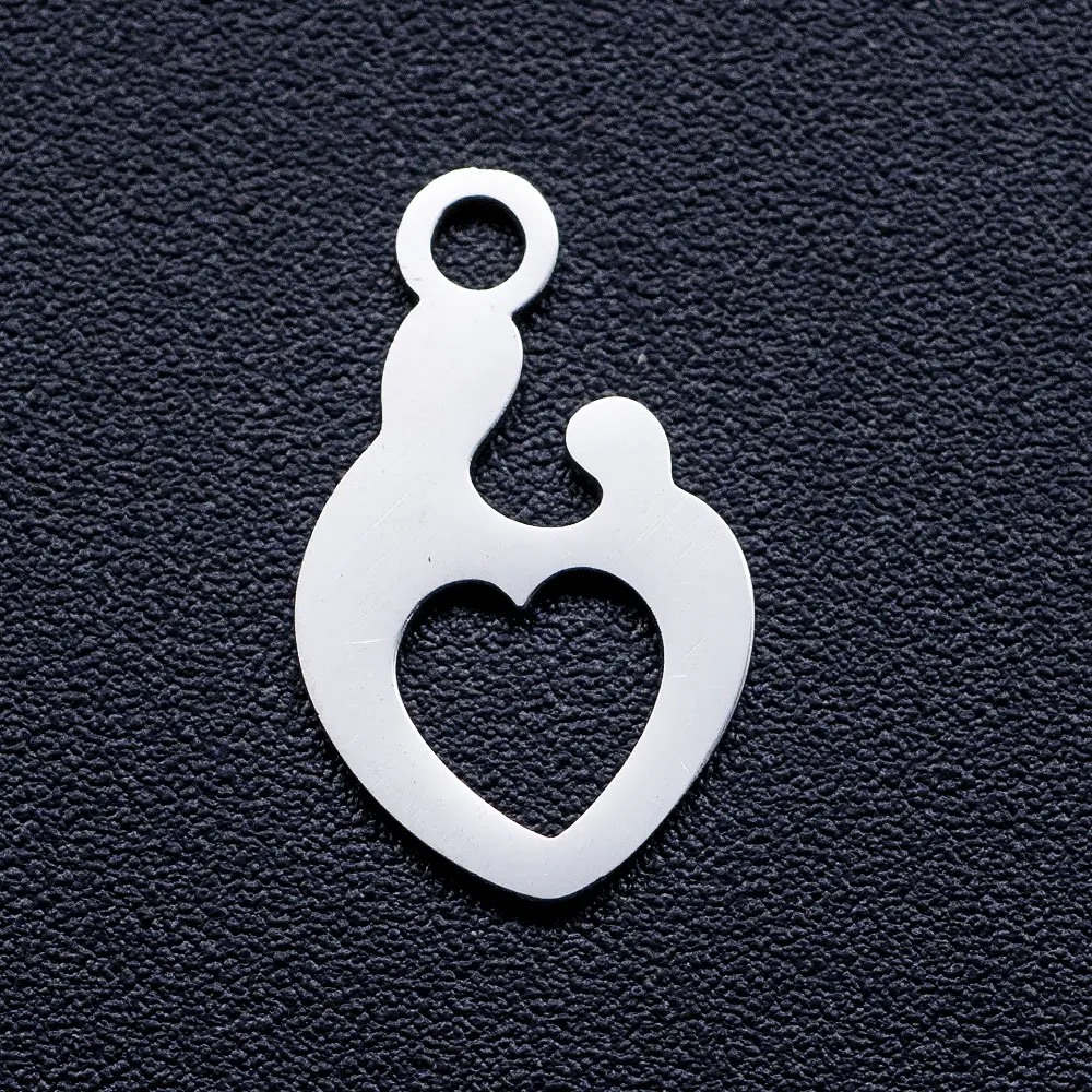 10pcs/lot Love Heart DIY Charms Wholesale 316 Stainless Steel Family Best Mom Big Sister Pendant Heart Lock Key Connector Charm