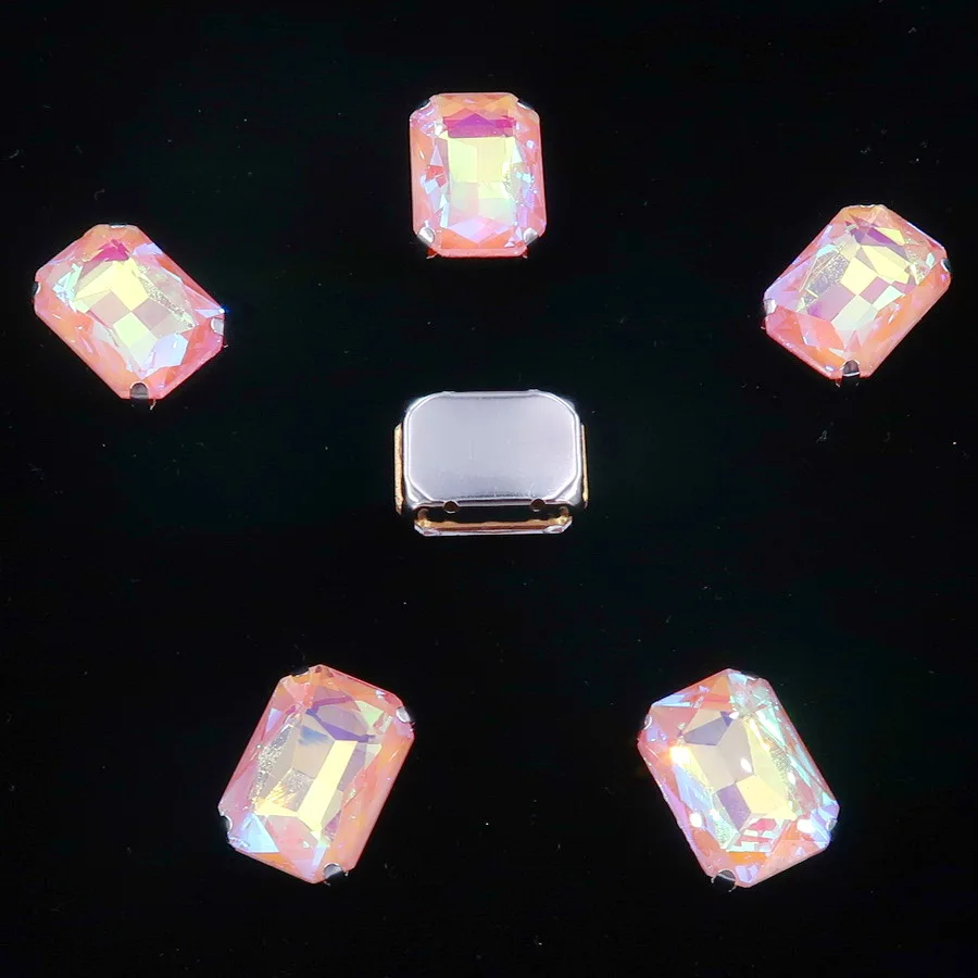 Rechteckige Form Silber Metallklammer 20 Stück/Packung Regenbogen & Jelly AB Glaskristall 13*18mm Näh-Strassperlen Handarbeiten DIY Verzierung – Detail 14