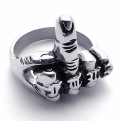 Hot Cool Unique Jewelry Men's Biker Middle Finger Up Stainless Steel Ring Specially Designed For Real Cool Men Size 7 to 15
