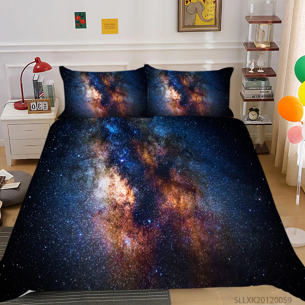 

Galaxy Space Bedding Set 3D Universe Duvet Cover Psychedelic Quilt Cover&Pillowcase Queen Double Comforter Cover Set Kids Gift