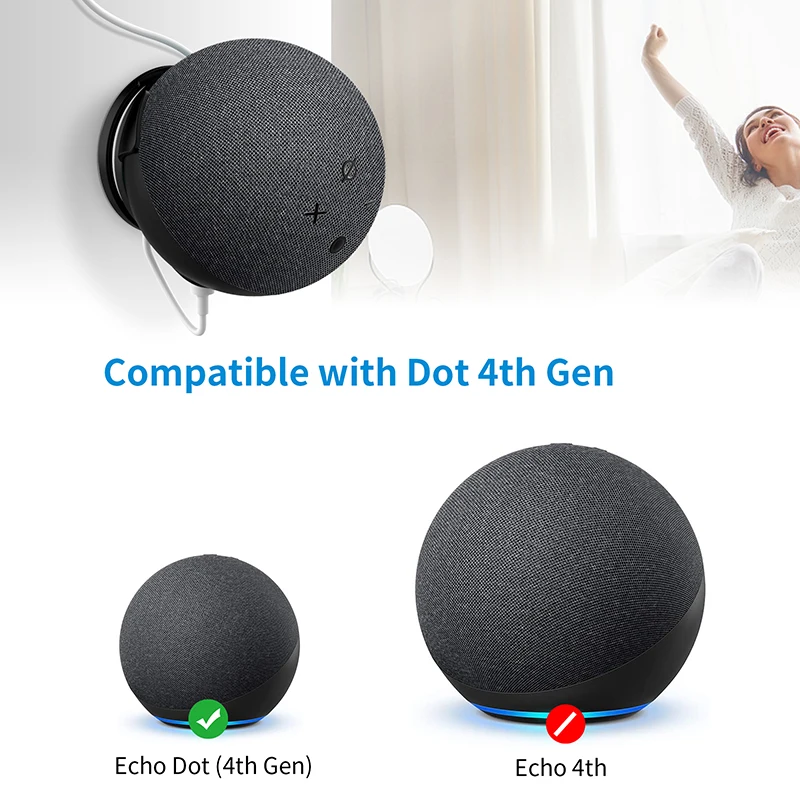LINGYOU منفذ جدار جبل شماعات حامل ل Alexa Echo Dot 4th & 5th Gen توفير المساحة الملحقات في غرفة النوم المطبخ الحمام