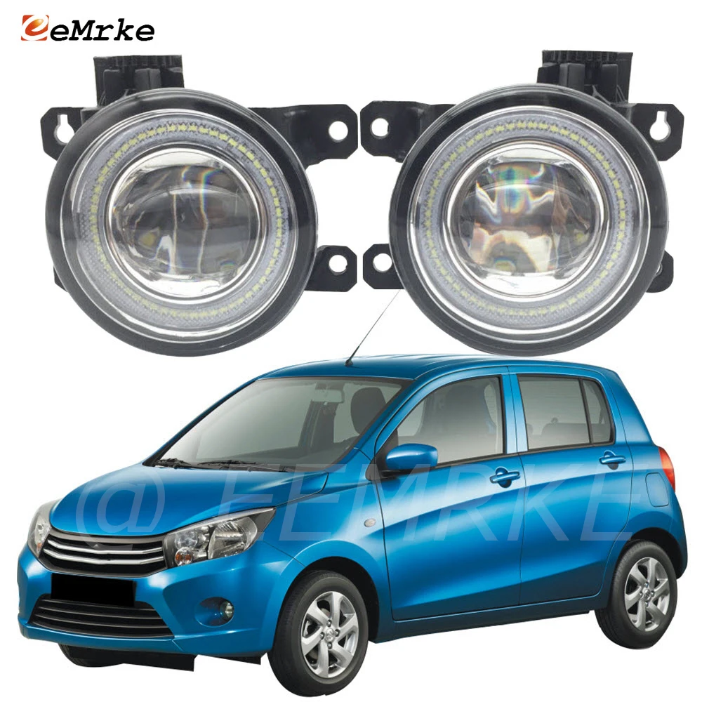 

2x LED Angel Eye DRL Daytime Running Lights Cut-Line Lens Fog Lights Lamp for Suzuki Celerio 2014 2015 2016 2017 2018 2019 2020