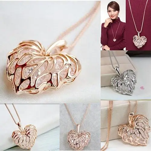 Women Fashion Hollow Heart Bib Statement Long Sweater Chain Necklace Jewelry Necklace for Women Women\'s Neck Chain