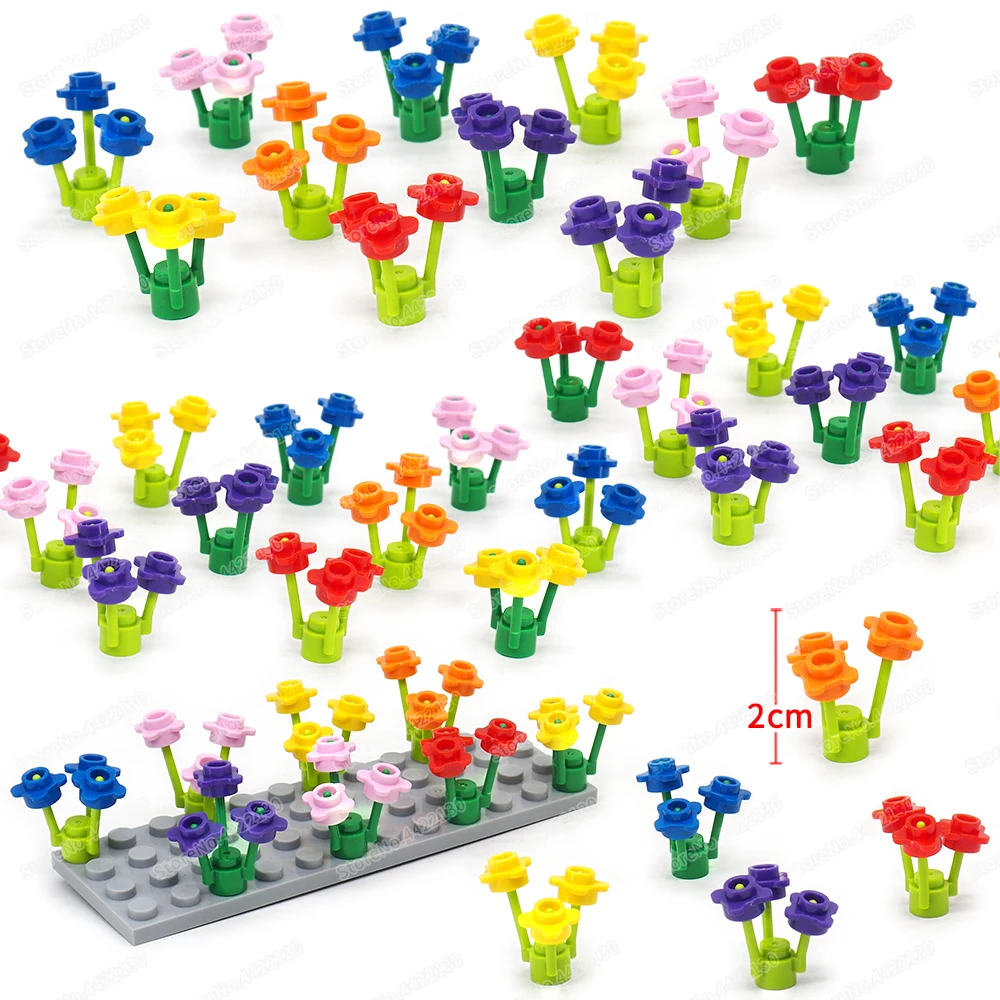 Greening Flowers Building Block Small Street view Plant Flowerbed Figures Flower Shop Ornaments Model Christmas Child Gifts Toys