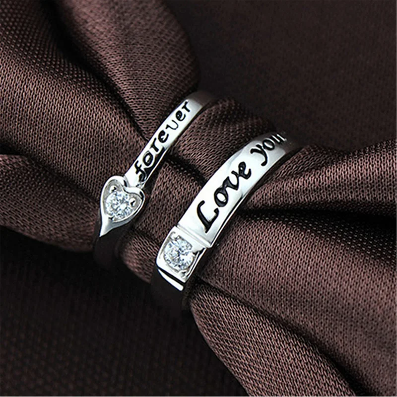 2 Teile/sätze Zirkon Herz Passenden Paar Ringe Set Für Immer Endlose Liebe Hochzeit Ring Für Frauen Männer Charme Valentinstag schmuck – Detail 2