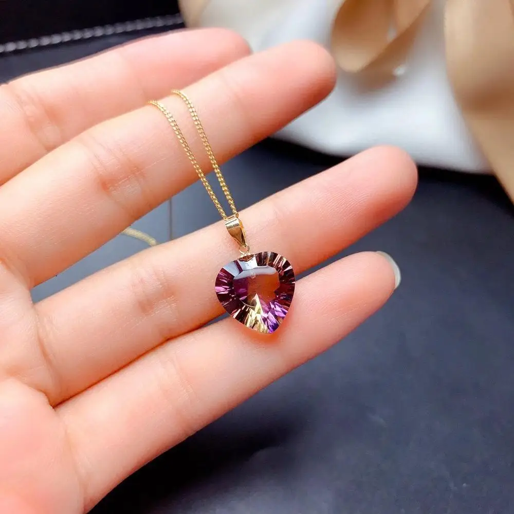 

Love Heart 100% Real and natural Luxury Ametrine pendant 925 sterling silver Necklace