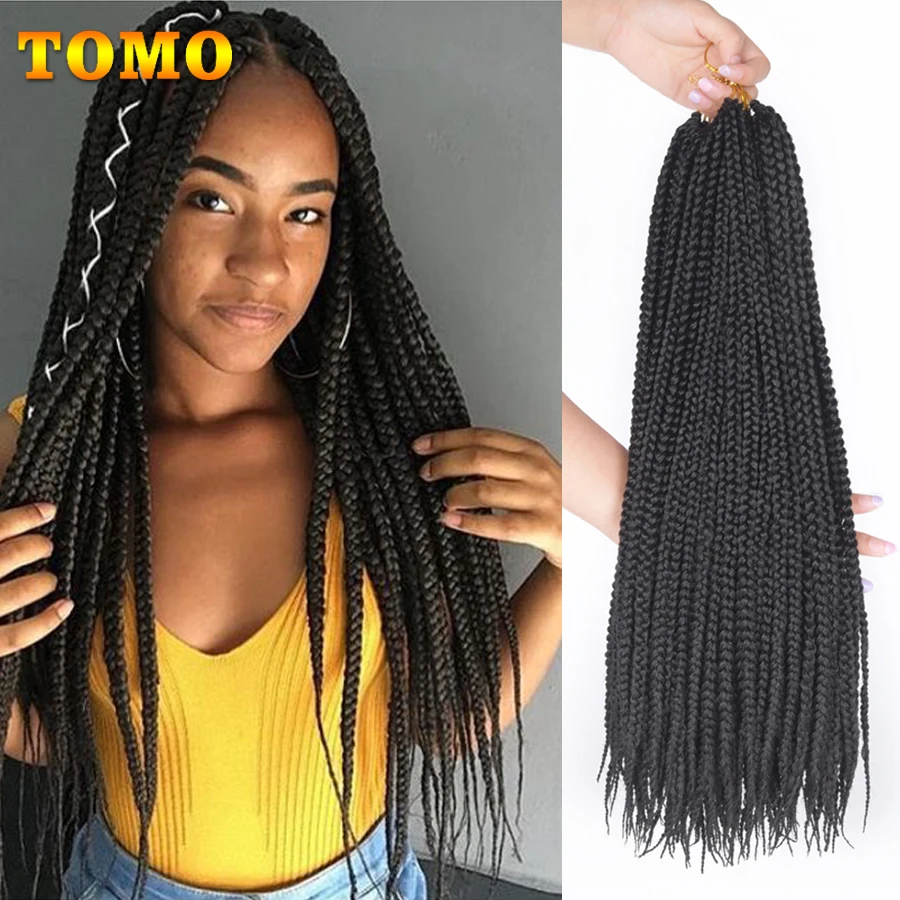 

TOMO 14 18 22 Inch Crochet Box Braids 22Roots 3X Synthetic Braiding Hair Extensions Crochet Hair For Black Women Ombre Brown Bug