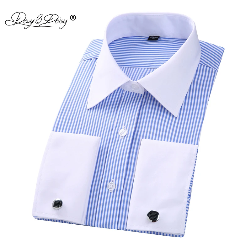 

DAVYDAISY 2020 New Arrival 6XL 5XL French Cuff Men's Shirt Long Sleeve Shirts Men Dress Weeding Male Shirt Brand Clothes DS345