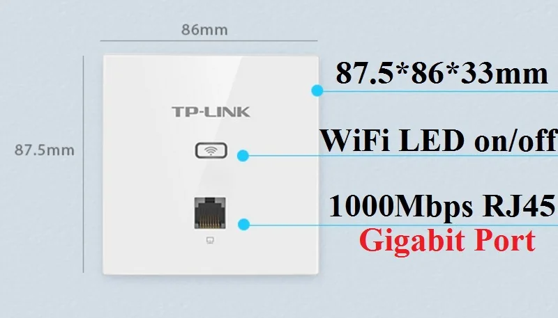 Tplink 2.4G 300M + 5G 867M in Wall AP for WiFi project Indoor AP 802.11AC WiFi Access Point PoE Power Supply, 1000M RJ45 Port*1