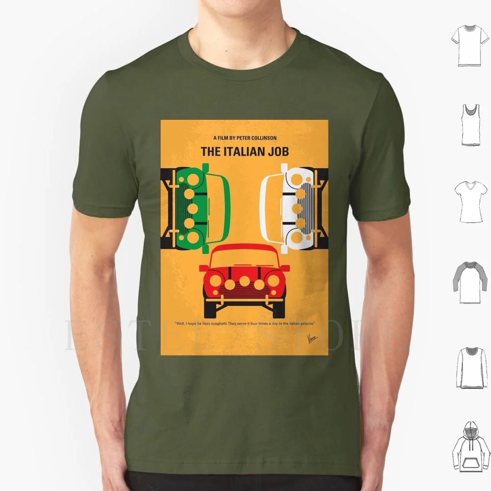 No279-The Italian Job Minimal Movie Poster T Shirt Print Cotton Italian Job Steal Gold Charlie Croker Three Mini Coopers Torino