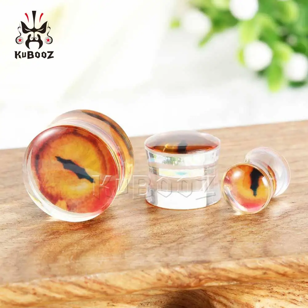 Kubooz New Transparent Acrylic Ear Expanders Earrings Animal Logo Jewellery Body Gift Simple Style Strechers Sell In Pair