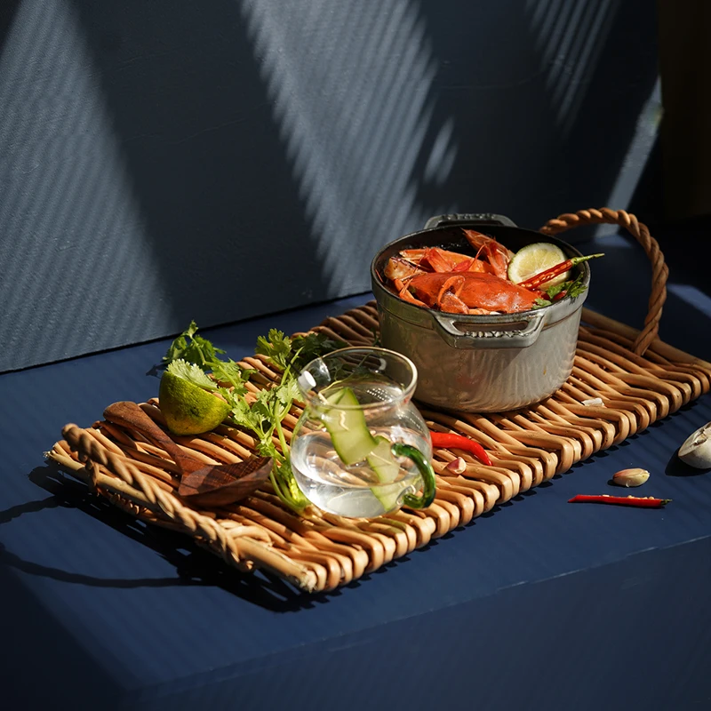 Rattan Plate Dinner Plates Sushi Plate Fruit Bread Cake Service Borden Servies Dessert Plates Christmas Dinning Room Decoration
