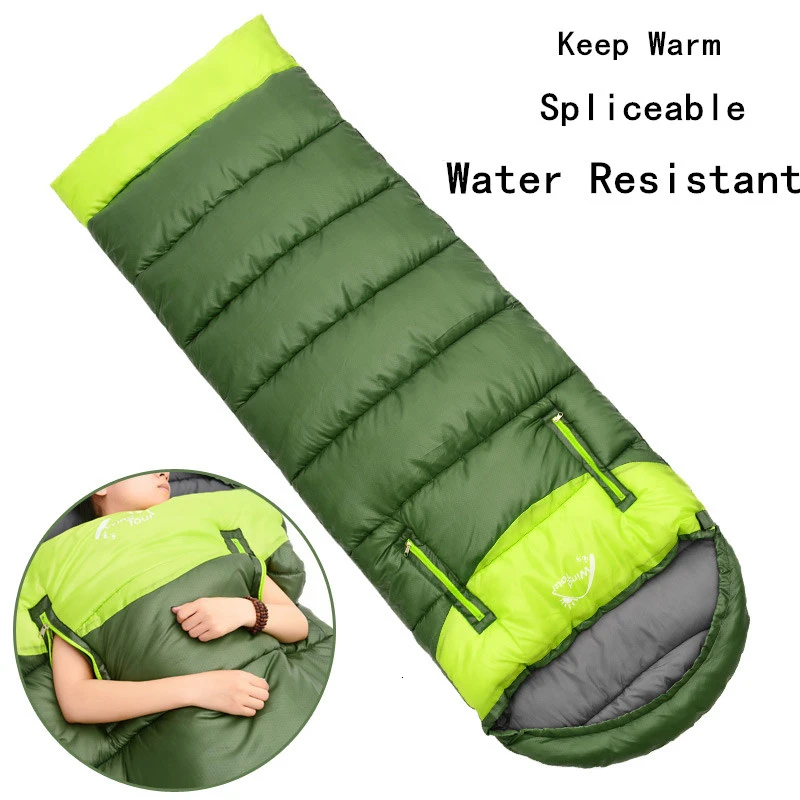 Thicken Warm Camping Travel Sleeping Bag Indoor Lazy Sleep Bag Outdoor Hiking Waterproof Splicing Envelope Cotton Sleeping Bags