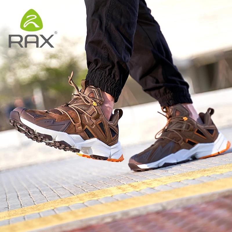 RAX Men Running Shoes Water Repellent Walking Sneakers Outdoor Sports Shoes Leather Running Sneaker Warm Winter Jogging Shoes