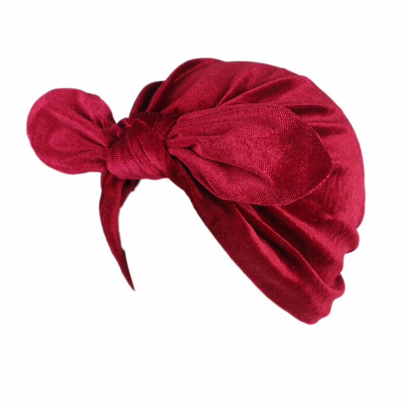 Fashion bow velvet women head scarf turban ready to wear inner hijabs femme musulman hijab caps India wrap turbante mujer