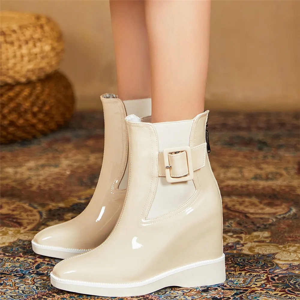 

Winter Warm Pumps Shoes Women Genuine Leather Wedges High Heel Snow Boots Female High Top Platform Oxfords Shoes Casual Shoes