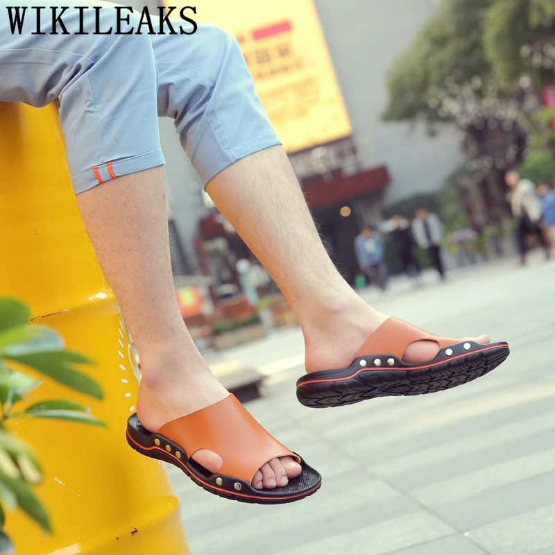 Dép Da Nam Dép Ngoài Trời Mùa Hè Giày Đi Biển Dép Nam Cỡ Giày Dép Casual Chaussure Homme Erkek Ayakkabi