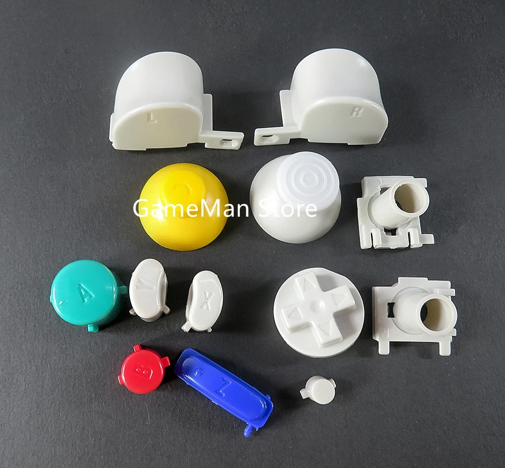 1 Juego para controlador Nintend NGC, teclas de botón táctiles de pulgar coloridas, tapa de cubierta de Joystick de juego L R ABXY Z, botones de teclados