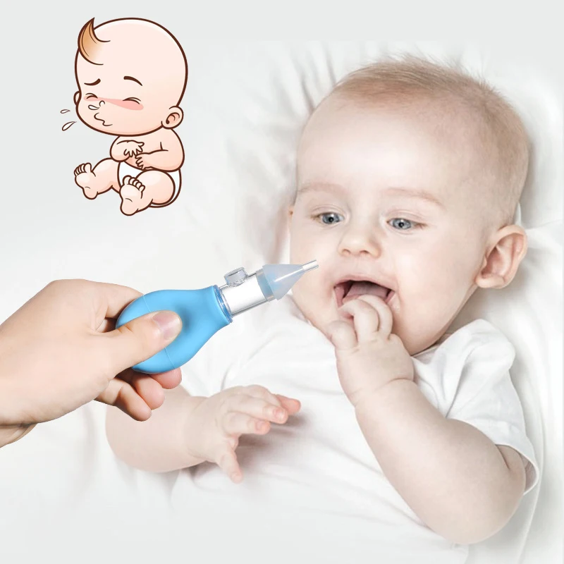 Bomba de aspiración Nasal de silicona para bebés, limpiador de mucosidad Nasal fría Neonatal, antireflujo, segura y no tóxica