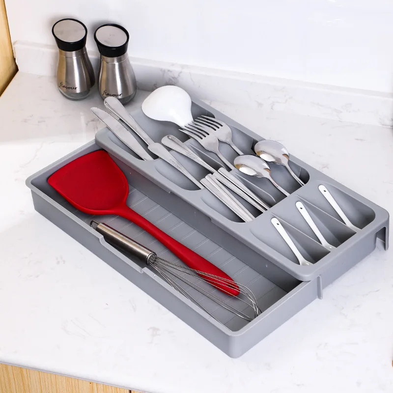 

Kitchen Organizer Cutlery Drawer Storage Box Tray Fork Spoon Divider Container for Kitchen Utensils Appriance Rack Cabinet Stand