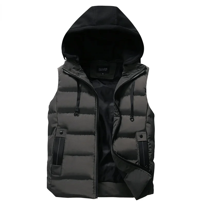 

BIBADY Men's Vest Hooded Jacket Winter Waterproof Warm Sleeveless Men Jacket Fashion Casual Vest Men Autumn Thicken Waistcoat