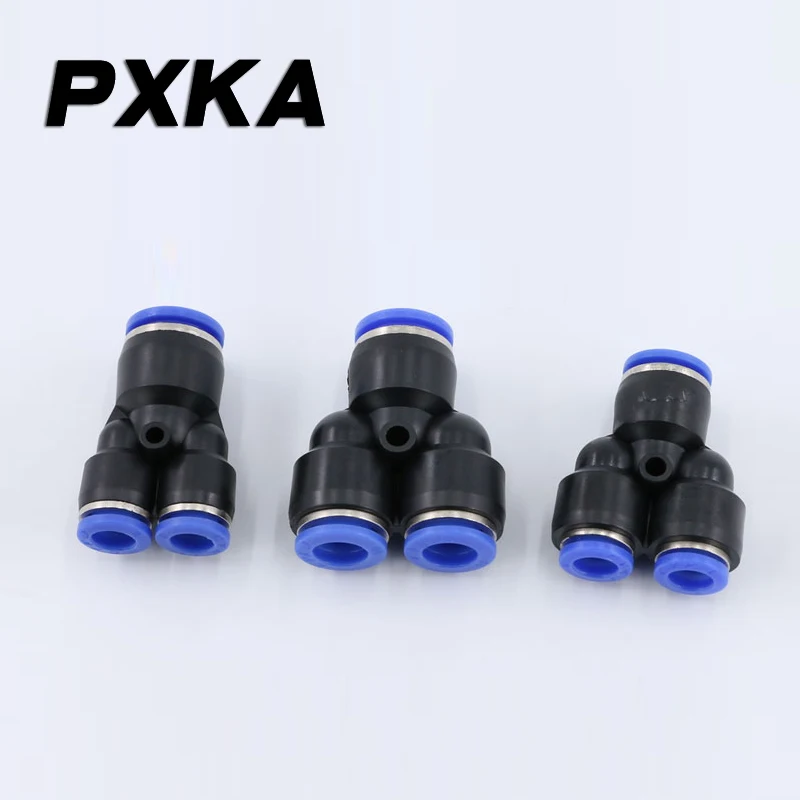 2PCS Air pipe connector PW12-8 quick plug pneumatic Y-type tee 10mm6-4mm plastic reducer adapter
