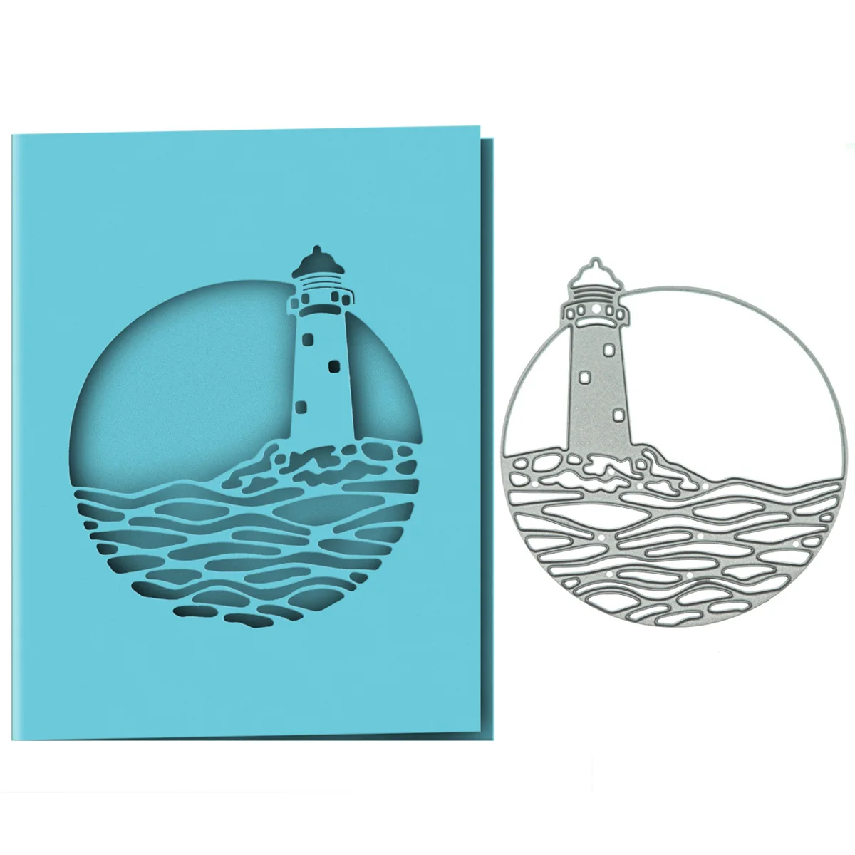 Envelope Cover Metal Cutting Dies For Scrapbooking Lighthouse Sea Bay Island Pattern Cutter Mold DIY Clipart Card Edge