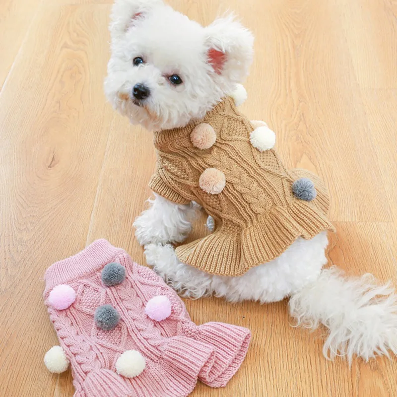 Robe pull en tricot pour animaux de compagnie, robe pour chat et chien, jupe pour chiot Chihuahua, fête de mariage, doux, hiver, automne