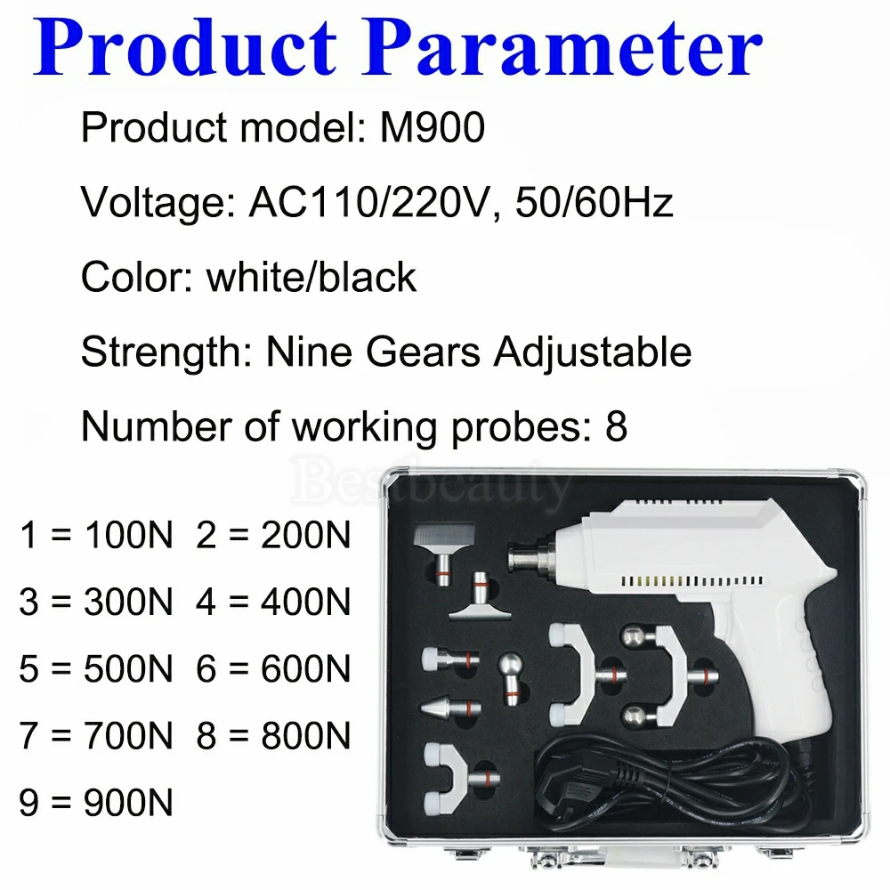 Outil de réglage de la chiropratique électrique, pistolet de Massage à 8 têtes, Correction de la colonne vertébrale, 900N, intensité réglable, thérapie, masseur de colonne vertébrale