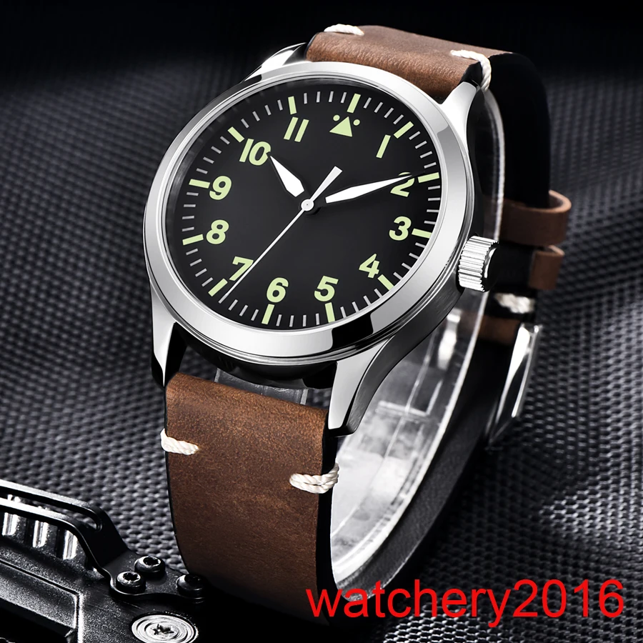 Imagem -04 - Relógio com Mostrador Esterilizado Masculino Corgeut Design Esportivo Militar Automático Marcas Luminosas Vidro Safira Miyota 8215 Pulseira de Couro 42 mm