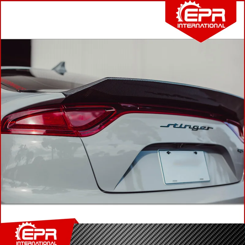 For Kia Stinger EPA Style Carbon Fiber Rear Spoiler Stinger Glossy Carbon Trunk Wing Kit Bootlid Lip Drift Tuning Trim Body Kit